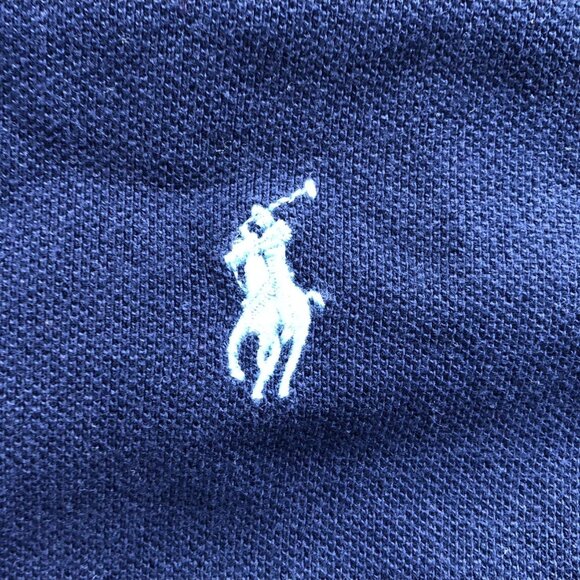 Polo Ralph Lauren Men Polo Shirt Medium Navy Custom Slim Fit Casual Cotton - Picture 6 of 15